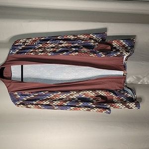 Lily by Firmiana Open Cardigan Leafy Geometric Pattern